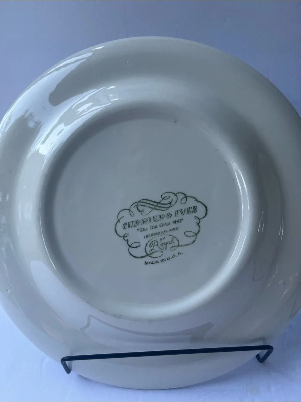 VTG Royal (2) Currier & Ives Blue Scroll Dinner PlatesThe Old Grist Mill USA